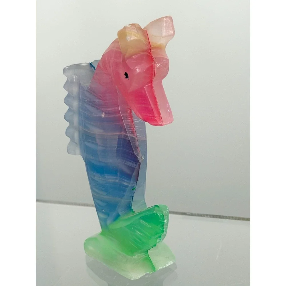 Seahorse & Fish Stone Marble Colorful Carved Stone Ocean Nautical Tropical Set